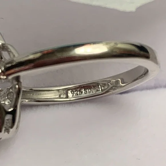 Brilliant White Sapphire Open Floral Sterling silver 925 Ring Size 7 - Picture 9 of 10